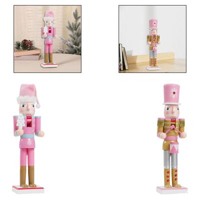 Creative Nutcracker Figurine Christmas Sculpture Wood Ornament for Room Decoration Cabinet Desk