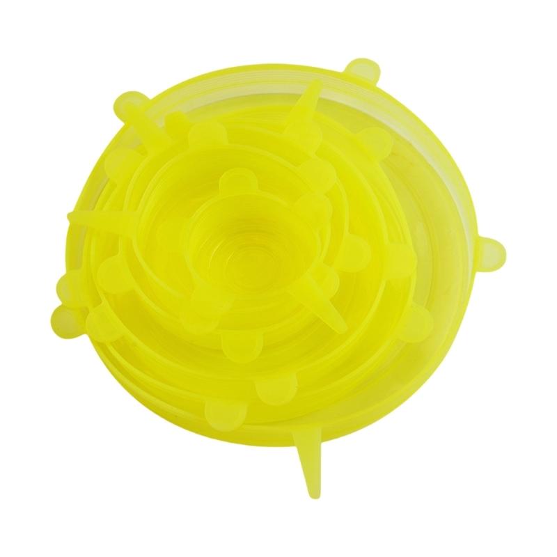 6PCs Silicone Food Covers With Smile Design Stretchable Efficient Lids Silicone Bowl Covers For Kitchen Storage