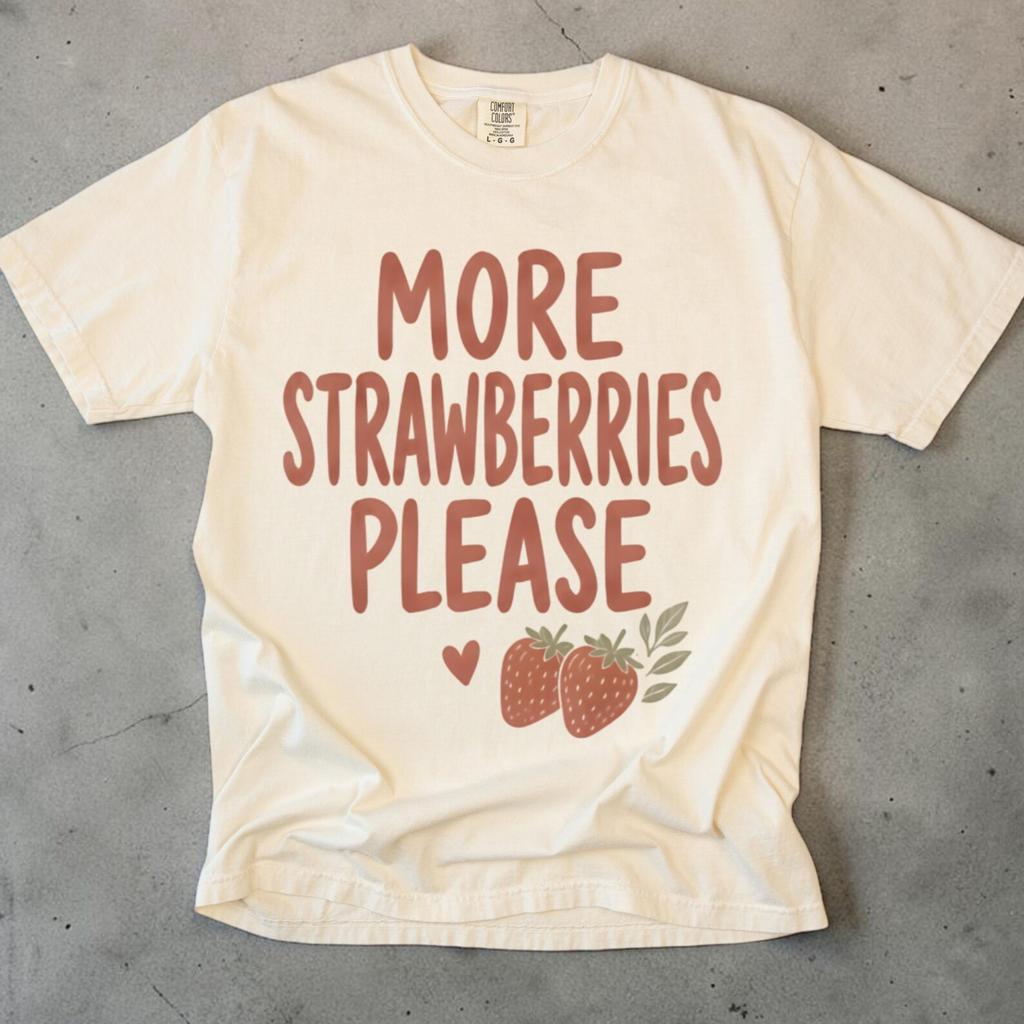 More Strawberries Please Shirt, Unisex Strawberry T Shirt, Comfort Colors Strawberry Shirt, Cottagecore FruiT Shirt, Farmers MarkeT Shirt