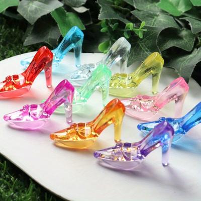 10PCS Vibrant Colorful Translucent Resin High Heel Shoe Decorations - Indoor/Outdoor Ornaments for Home, Garden, and Party Decor