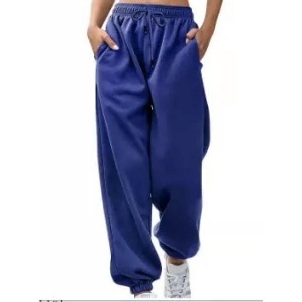 Women Solid Color Women Pants Pocket Long Sweatpants Fleece Jogging Trousers Sportspants Casual Fashion Loose Black Red