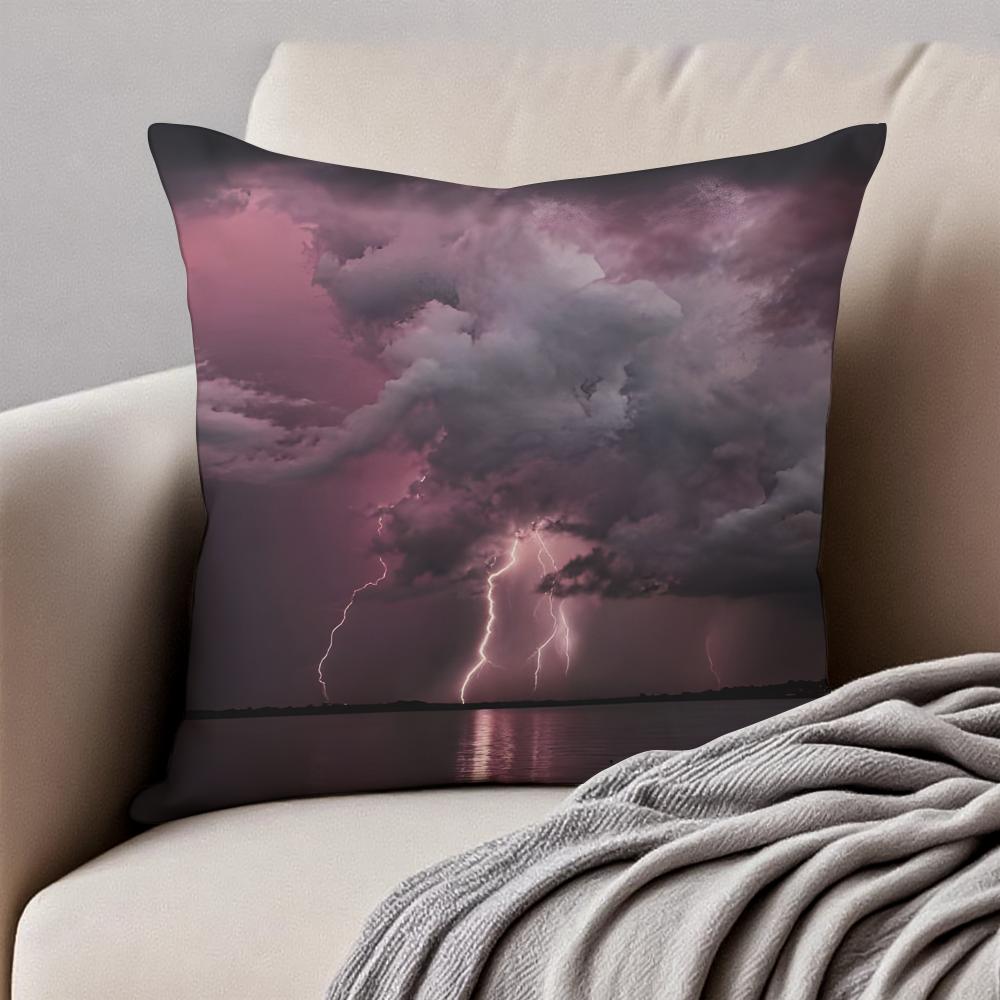 night lLightning Cushion Cover Pillowcase Antidustmite Invisible Zipper Short Plush Sofa Cushion