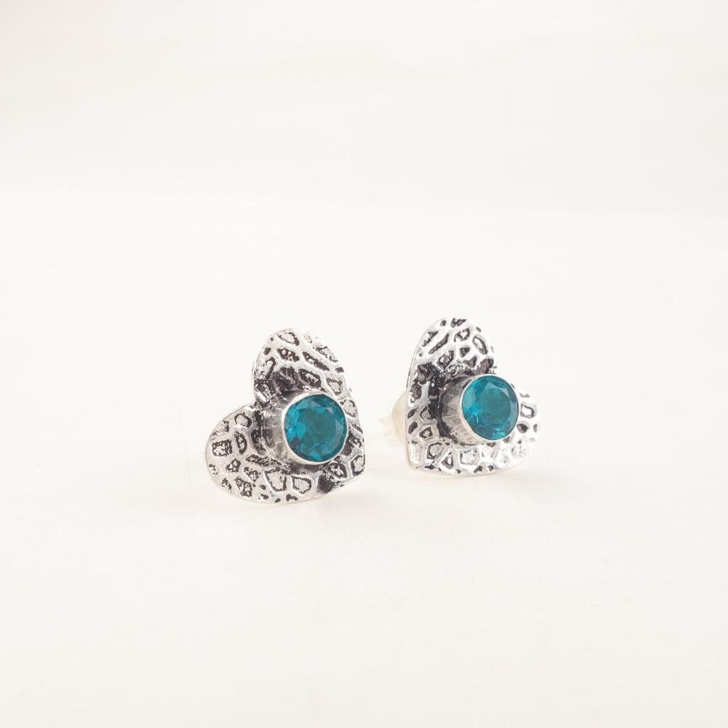Blue Apatite Gemstone 925 Sterling Silver Jewelry Handmade Stud Earrings 0.6" EE-143-11