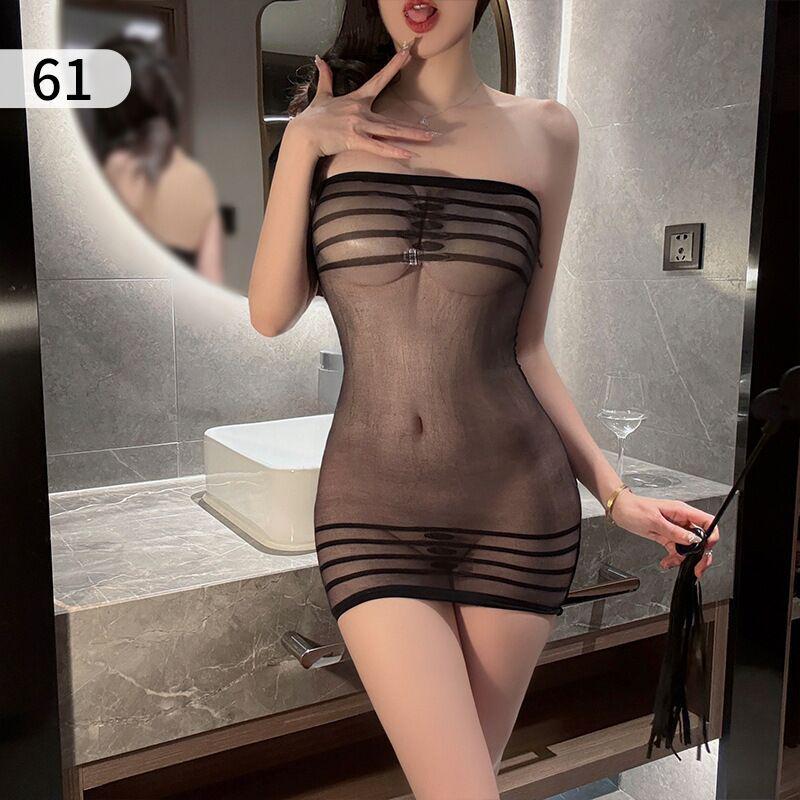 Passion Set: Transparent Fishnet Lingerie with Open Crotch Stockings for Women.