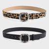 Leopard Pattern Leather Belt With Electroplated Buckle For Casual Women