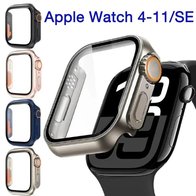 Glass+Case For Apple Watch 11 10 46/42mm 9 8 7 45/41mm Screen Protector Change To Ultra 4/3/2/1 iWatch 6 5 SE 44/40mm Bumper Cover