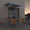 Manual Retractable Awning with LED Lights 300 X 250 Cm Blue and White
