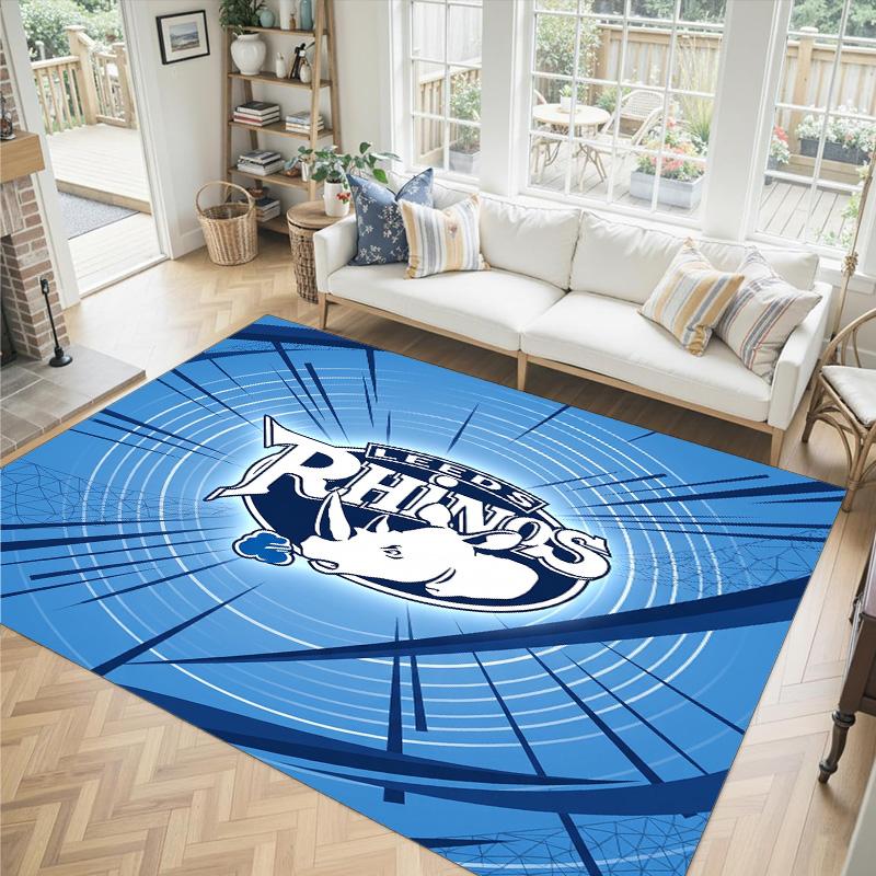 Leeds Rhinos Design Crystal Velvet Carpet Cozy Non?Slip Printed Rug For Bedroom Living Room Entrance