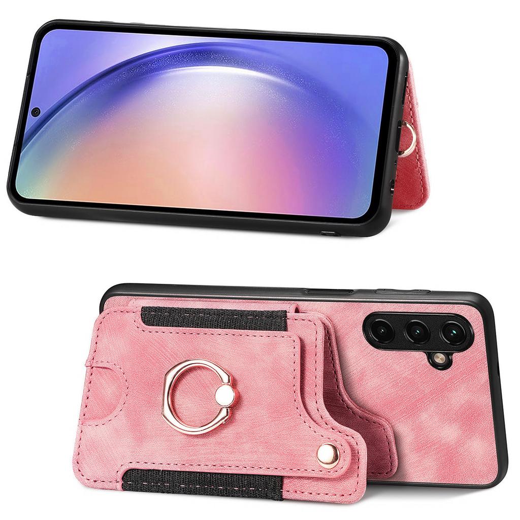 D4 For Samsung Galaxy A55 5G Case PU Leather RFID Blocking Phone Cover Support Magnetic Car Holder
