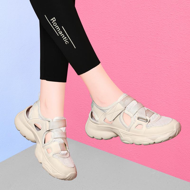 Sports sandals women's summer new Korean version of ins Internet celebrity platform white shoes hollow toe women's shoes
