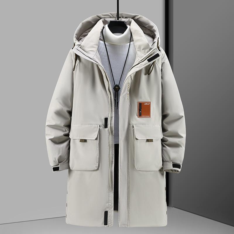 Men's Plus Size Big Tall Winter Coat Thickened Long Loose Fit Cotton Padded Jacket with Slit 4XL-12XL