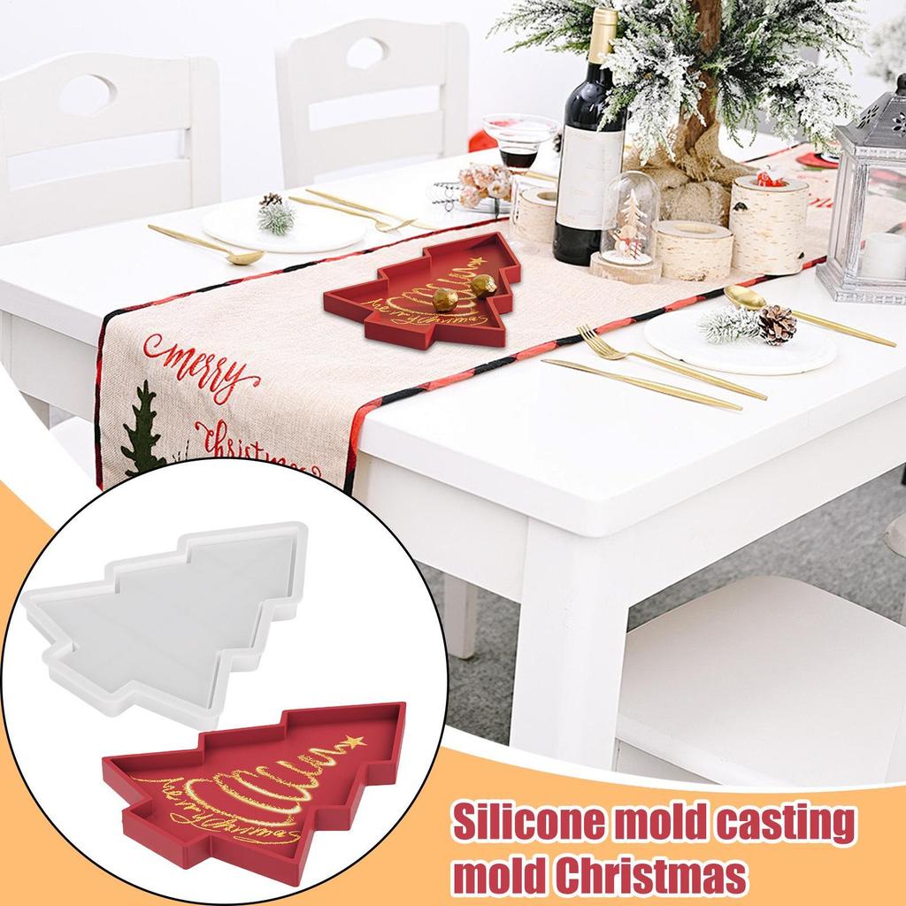 Silikon Weihnachtsformen 7,09x5,51in Silikon Weihnachtsbaum Tablettform Gussform für kleine Gegenstände Lebensmittel Tischdekoration