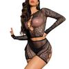 Sexy Porn Lingerie Suits Transparent Mesh Stretch Seductive Top Booty Shorts Plus Size Tactical Pajamas Network Bondage Kit