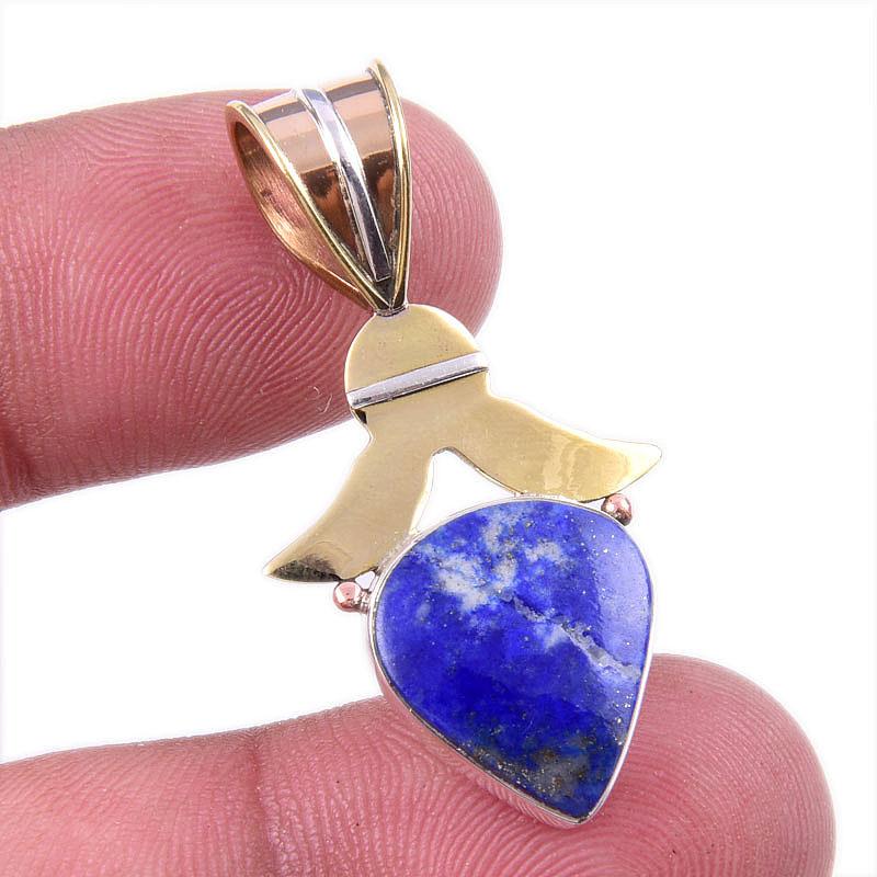 

Natural Lapis Lazuli 925 Solid Sterling Silver TwoTone Gift Pendant 1.50 a2q74