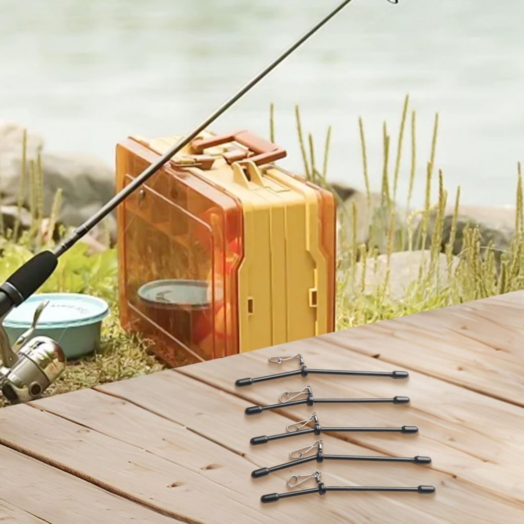5Pcs Fishing Anti-Tangle Feeder Boom-Spacer With Snaps Balance Connector Tackle