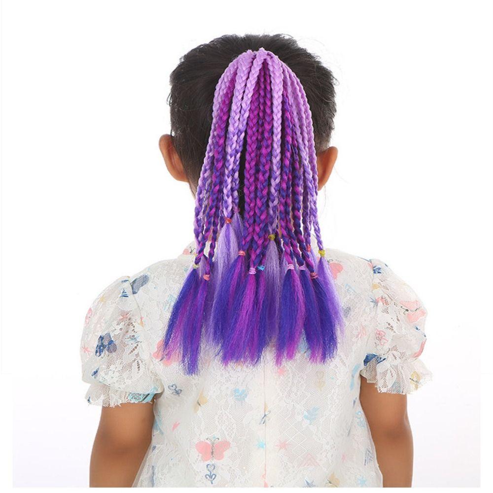 1 pièce Tresses colorées élastiques Filles Perruques Queue de cheval Nouvelles Tresses pour enfants