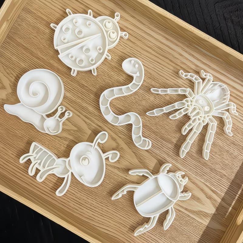 6Pcs Plastic Insect Theme Pottery Clay Mold, Ants, Earthworms Patterns, Non Stick, Diy Crafts Pottery Stamps Pottery Decoration
