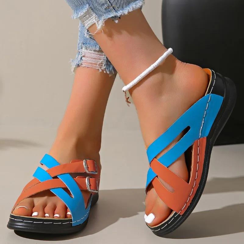 Fashion New Women Wedge Slippers Vintage Anti-slip Slippers Premium Orthopedic Open Toe Sandals Casual National Style Shoes Slides Women