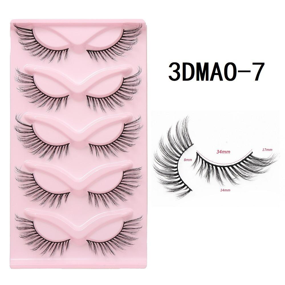 XF 5 Pairs Fox Eye Lashes 3D Silk Fluffy Faux Mink False Cat Eyelashes Custom Packaging Box with Private logo