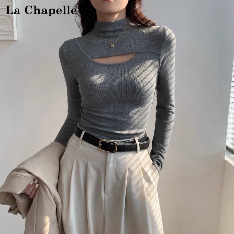 La Chapelle Women s Hollow Semi-High Neck Long Sleeve Top S