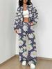 Simple Graffiti New Autumn And Winter New European And American Women'S Clothing Flower Printing Suit Women