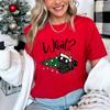 T Shirt for Women Christmas Black Cat Print T-shirt Girl Short Sleeve Crew Neck Casual Top for Xmas Party Women's Shirt Clothing