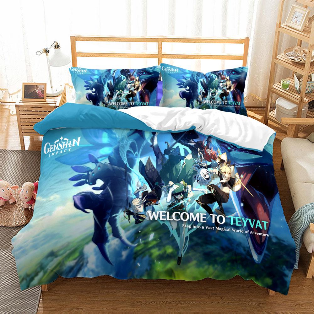 Pop Game Genshin Impact Duvet Cover Set UK Single Double Queen US Twin Full King Size Animal Bedclothes