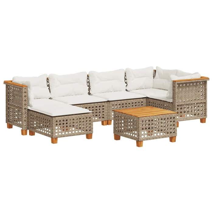 VidaXL Garden Lounge Set with Cushions 7 Pcs Beige Braided Resin 3261922