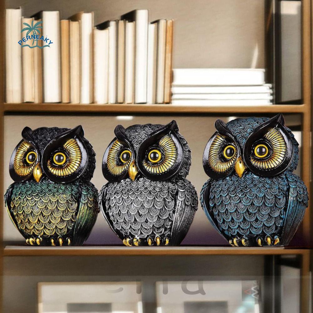 Crafts Resin Owl Statue Handcrafted Adorable Owl Ornament Vintage Entrance Decoration Entryway Display