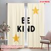 2pcs 2D Flat Printing Window Drapes BE KIND Stars 100% Polyester Fabric Without Electricity Birthday Party for Indoor