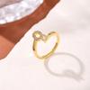 Copper Inlaid Zircon Alphabet Ring: Women's Fashionable Adjustable Open Ring