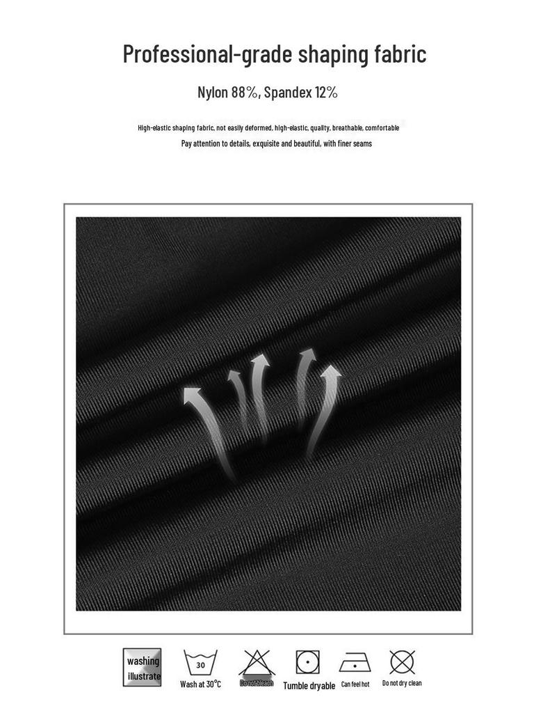 Men's High Waist Tummy Control Shaping Pants - Breathable Solid Color Elastic Design