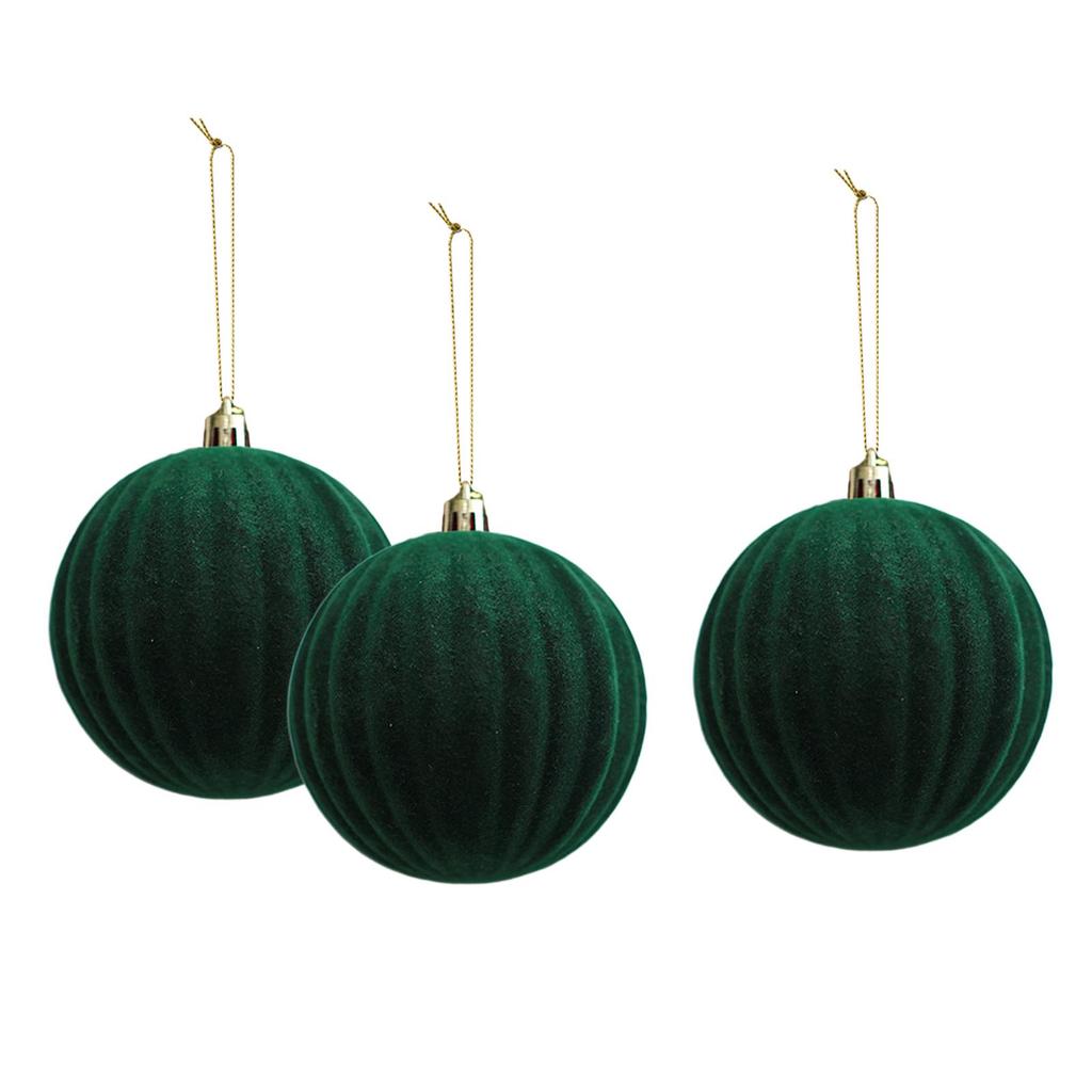 3 Pieces Flocked Christmas Ball Ornaments Christmas Baubles for Holiday Home