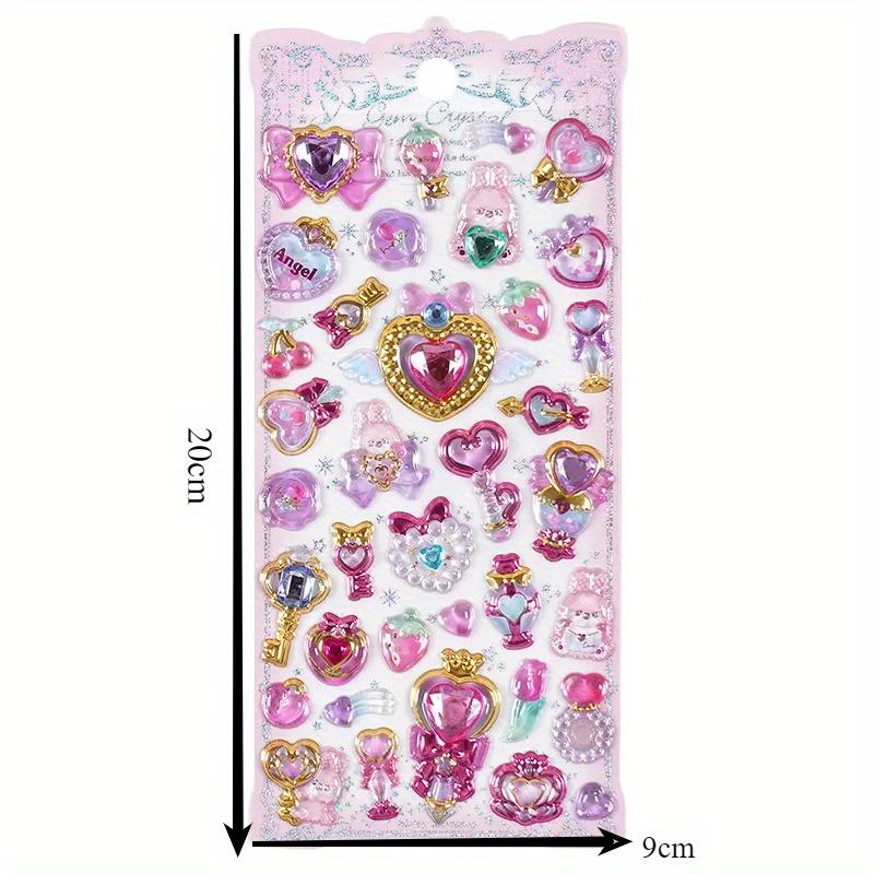 4 Styles Kawaii Delicate 3D Girly Gemstone Gilding Stickers Scrapbooking Diy Journal Stationery Sticker Deco Art Supplies