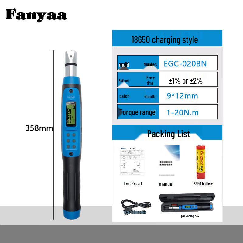 Fanyaa Digital Torque Wrench with Interchangeable Head