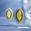 18k White Gold 6 *13mm Sapphire Gemstones Stud Earrings For Women Engagement Gift 925 Sterling Silver Jewelry