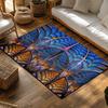 Tuniu Abstract Peacock Feather Area Rug, Blue Orange Floral Design Carpet for Living Room Bedroom Home Decor