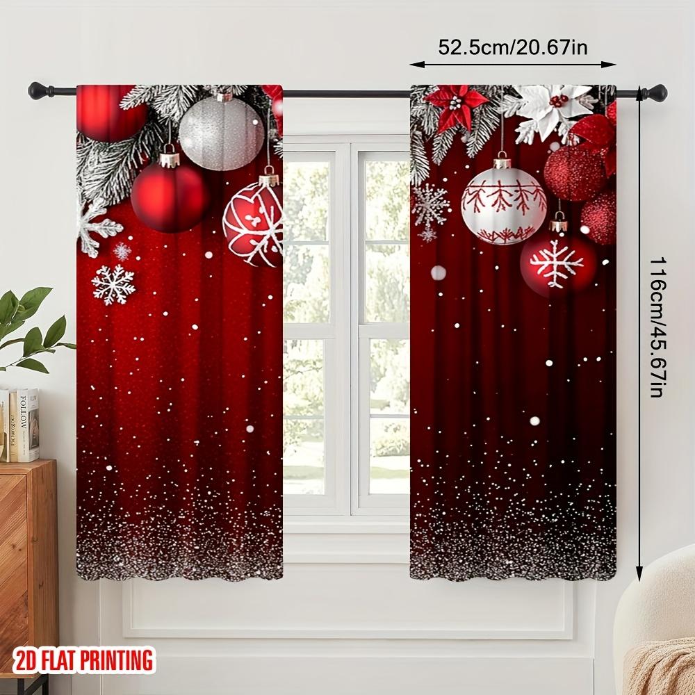 Set Of 2 Cute Winter Family Christmas Curtains Flat Print Funny Holiday Decor Living Room Bedroom Kitchen Bathroom Curtain For Made Polyester