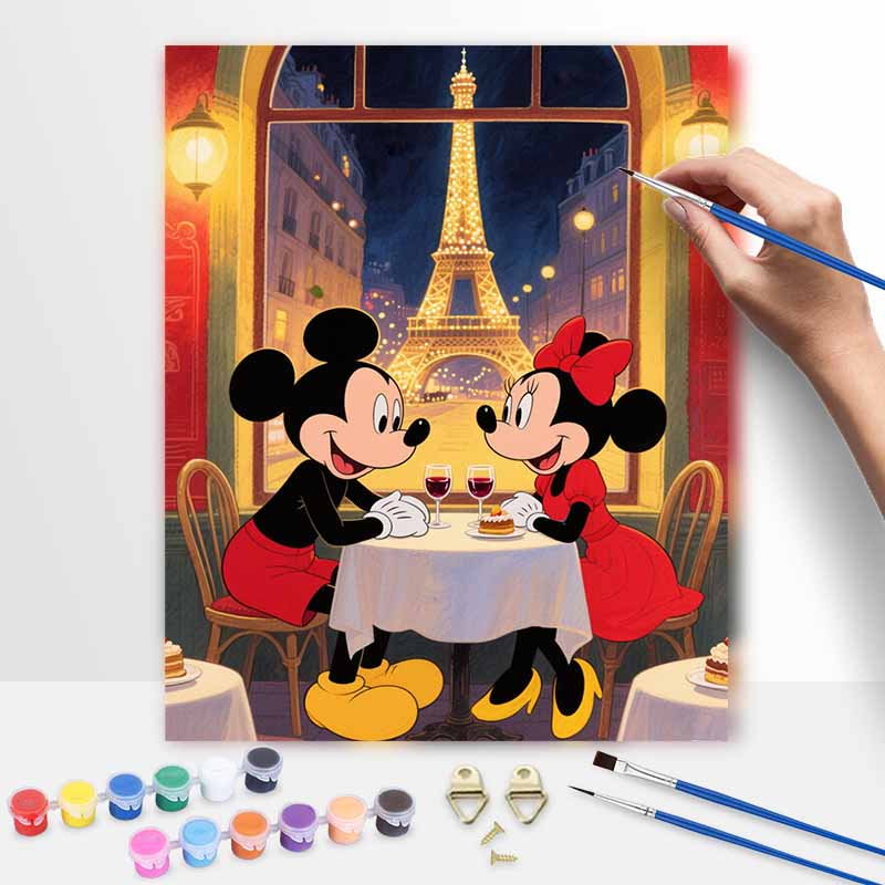 Disney Mickey Minnie Mouse Paris Eiffel Tower Paint by Numbers Painting Art Kit Home Decor Gift