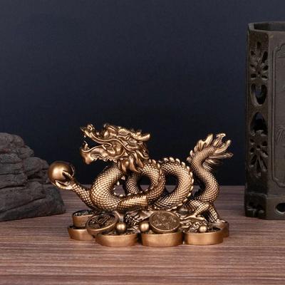 Chinese Auspicious Money Dragon Statuette Resin Sculpture Feng Shui Decoration Home Living Room Bedroom Office Figurines