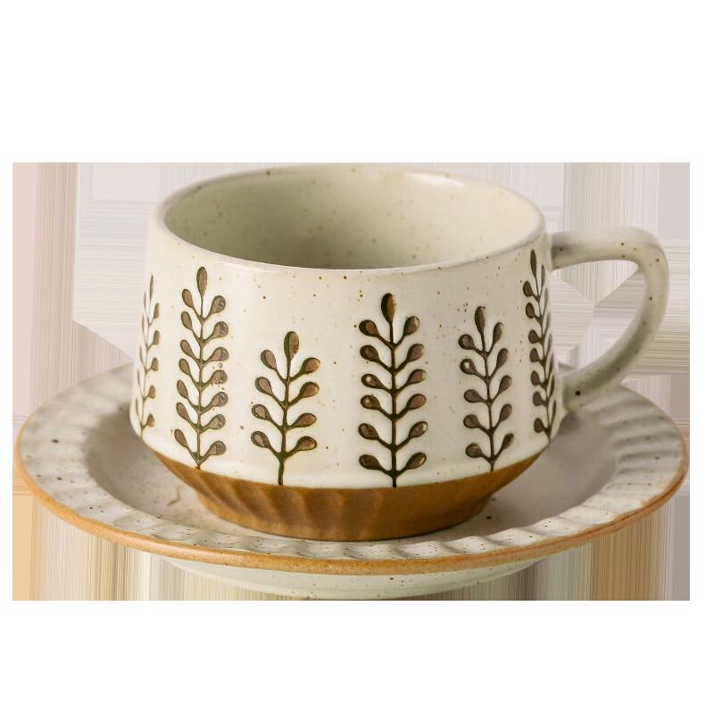 Rustic Ceramic Coffee Cup & Saucer Set