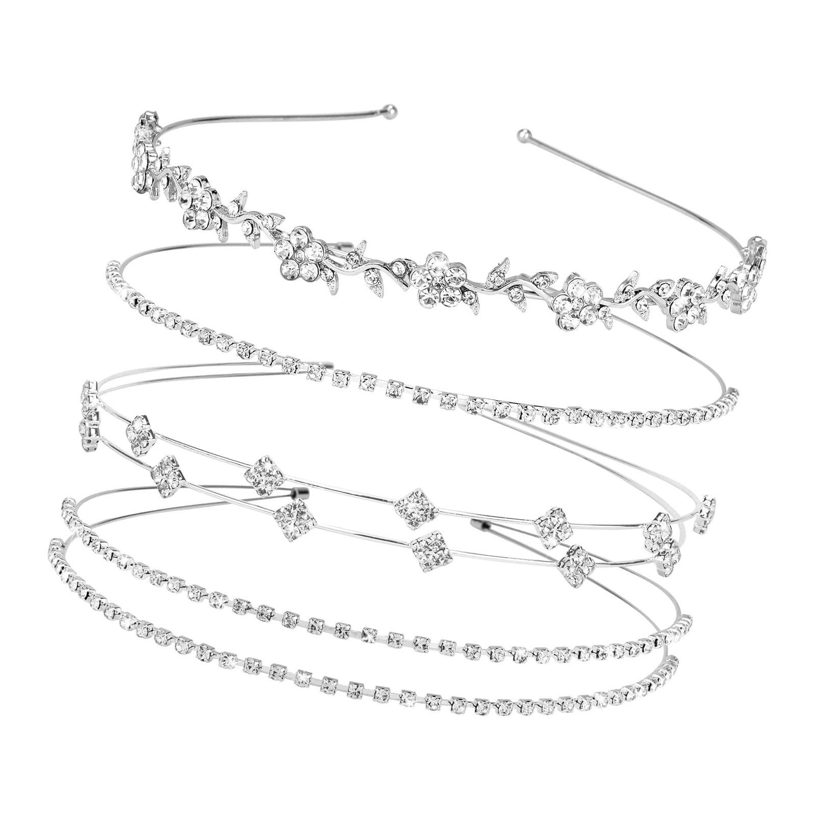 

4 шт. Свадебные повязки на голову с блестками, аксессуары для волос со стразами для женщин, элегантные украшения для волос для свадебной вечеринки A