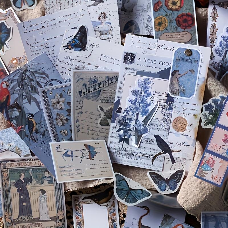 200pcs Vintage Floral & Butterfly Stickers Set Mixed Color, Scrapbooking Embellishments for DIY Crafts, Journaling, Collage Albums