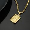18K Gold Square Stainless Steel Letter Pendant Men's Necklace with Titanium Steel Uppercase Alphabet.