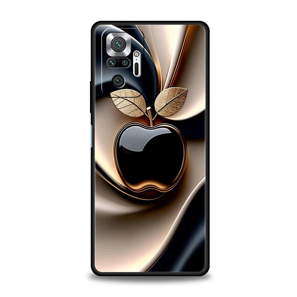 Happy Black Apple Phone Case Cover for Redmi 14C 10C Note 15 14 13 12 10 11 K40 Pro Plus 5G Shockproof Soft TPU Shell Funda Bag