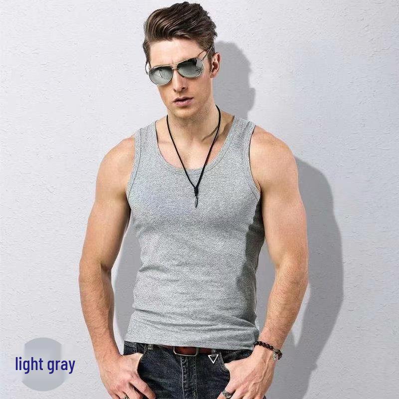 Men's 2026 Pure White Camisole Vest - Sweat-Absorbing Wide Shoulder Low-Cut Fashion Inner Wear