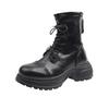 Thick-soled Martin boots women's new autumn British style retro versatile small man height increase black thin short boots
