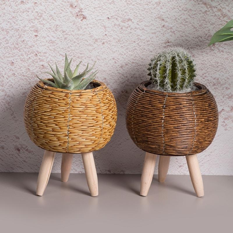 Rattan Weaving Flowers Plant Basket Grass Planter Indoor Outdoor Garden Pots Container for Bonsais Decorations