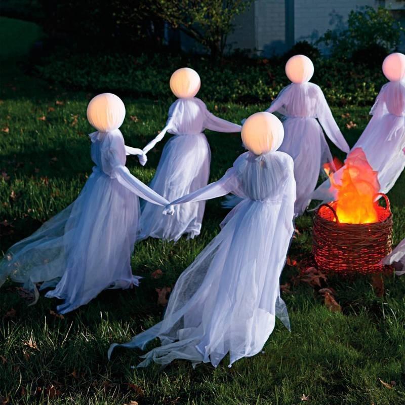 Enchanting Halloween Colorful Glowing Three Handheld Witches White Witch Ghost Decoration