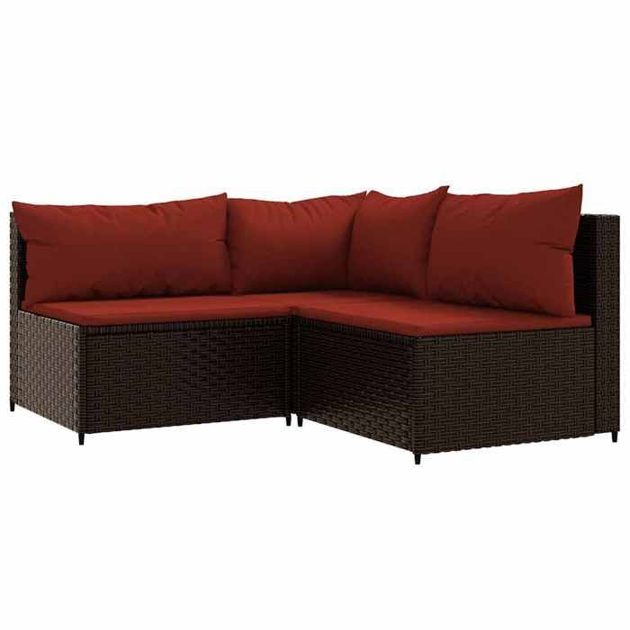 VidaXL Garden Lounge Set 4 Pcs with Cushions Brown Wicker 319813